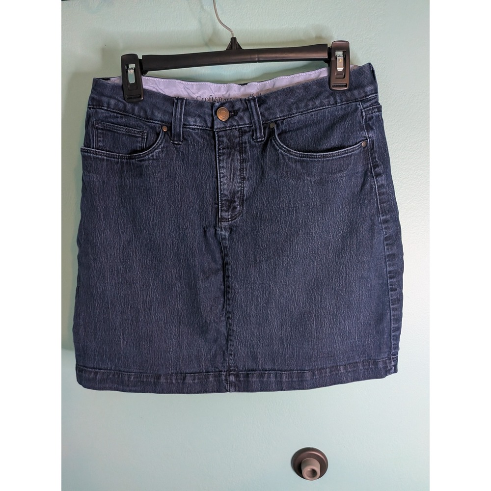 Croft & Barrow Womens Dark Wash Denim Mini Skirt Effortless Stretch Blue Size 10